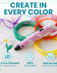 3D Pen Starter Kit - 10 Colors Filament