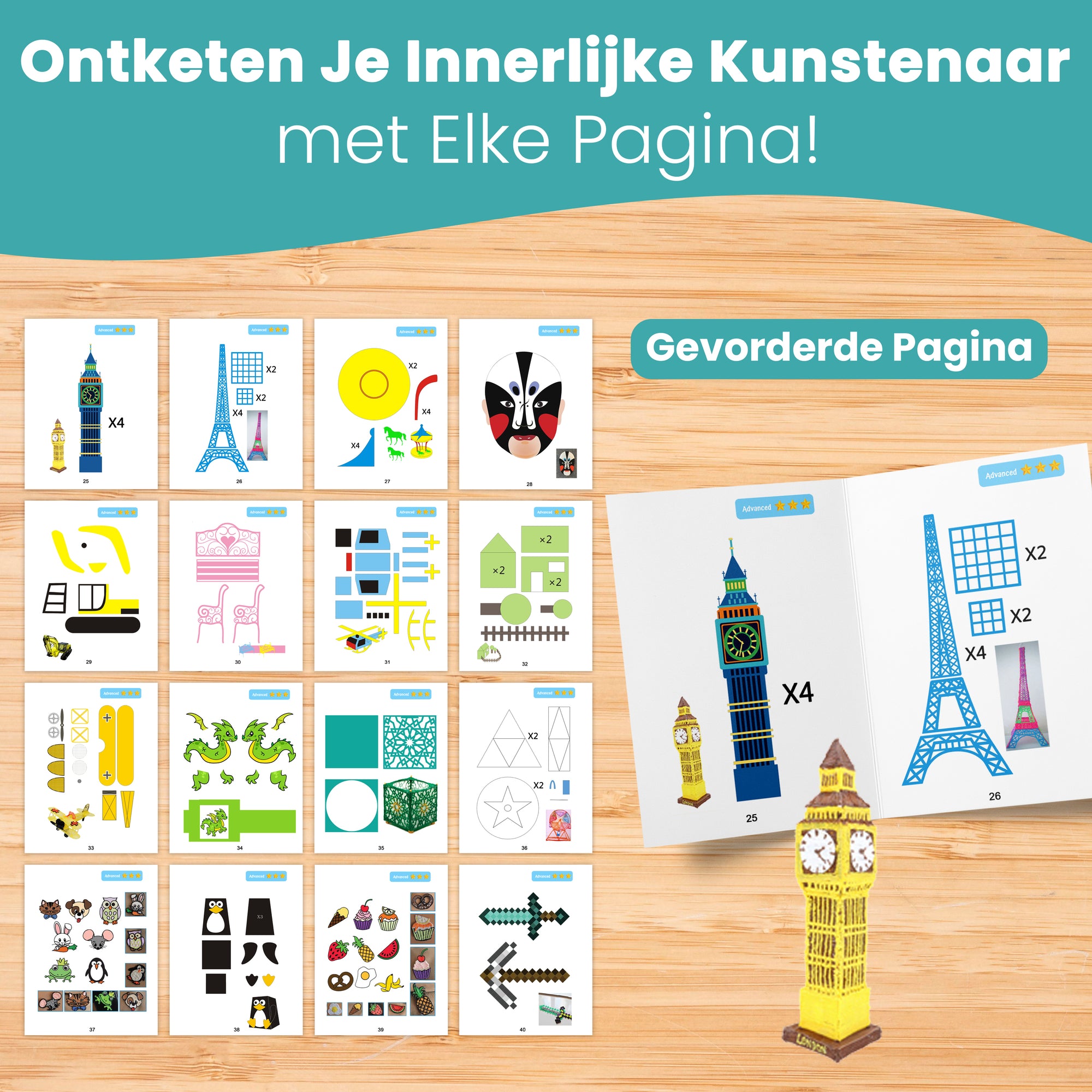 3D-pen tegnebog XXL - 40 skabeloner