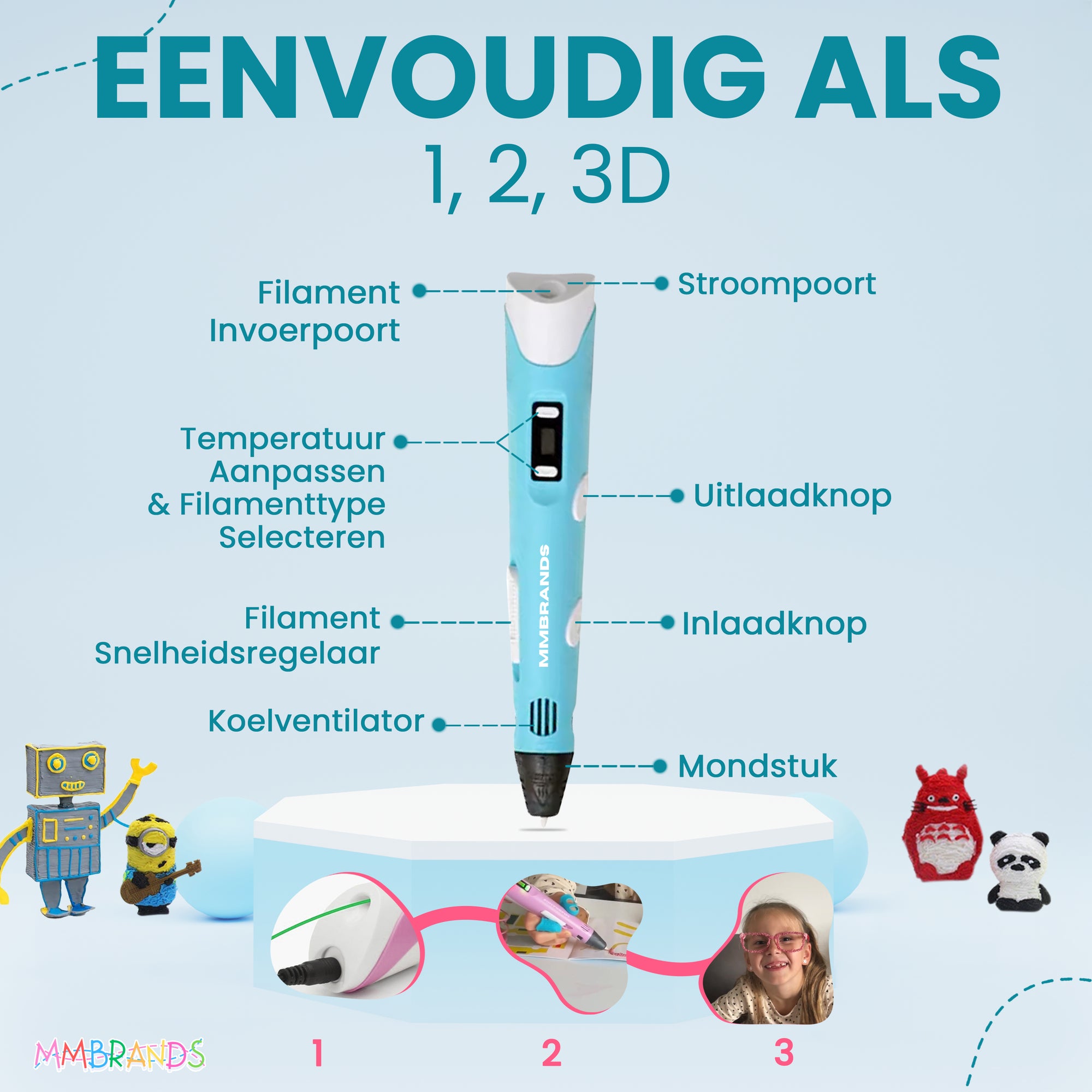 3D Pen Starter Pack - 10 barev vlákna