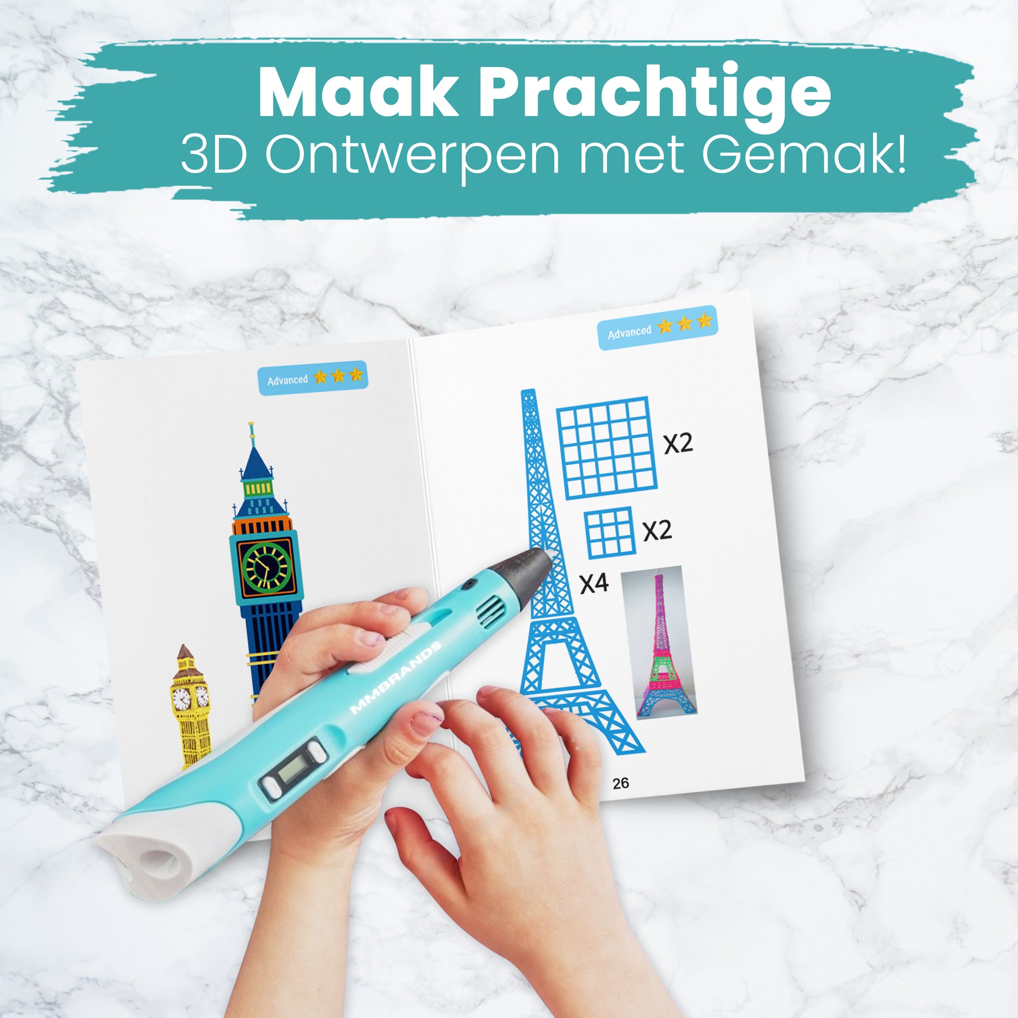 3D-pen tegnebog XXL - 40 skabeloner