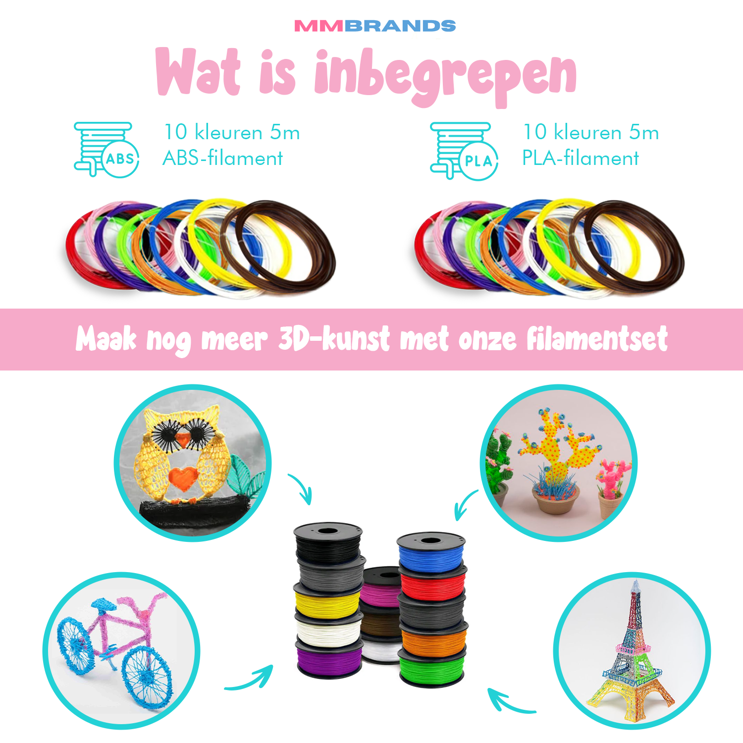 Náplň vlákna - 100m - 10 barev