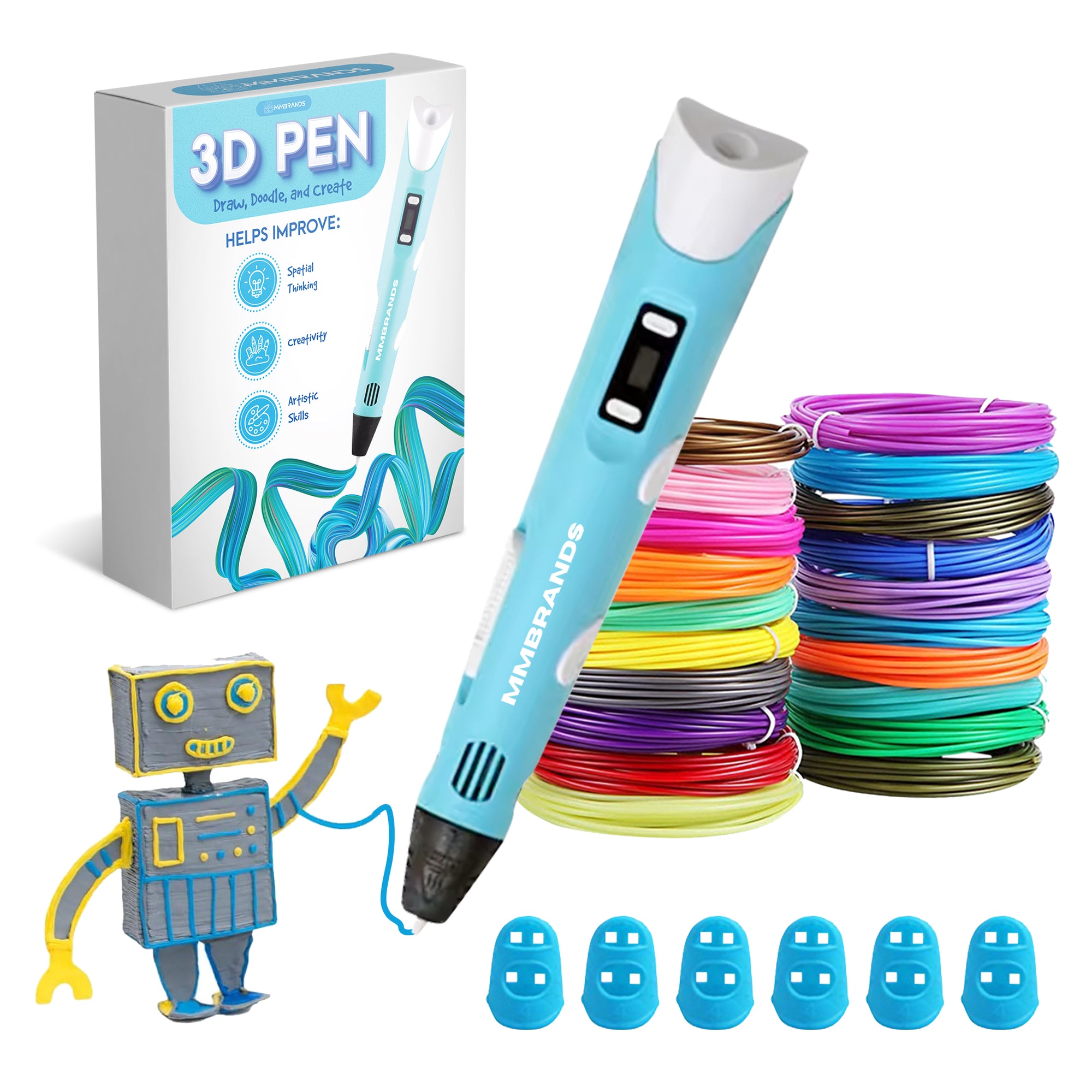 3D-pennstartpakke - 10 farger filament